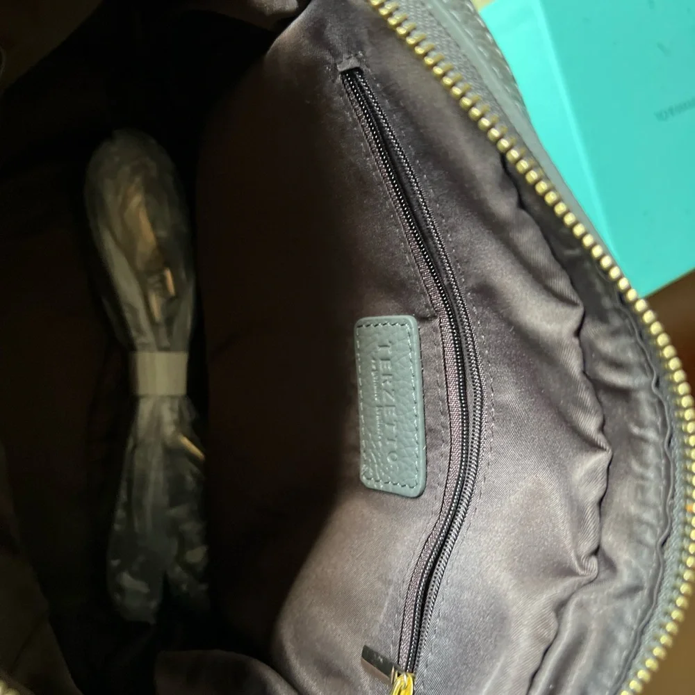 Terzetto Gray Leather Snake Satchel NWOT